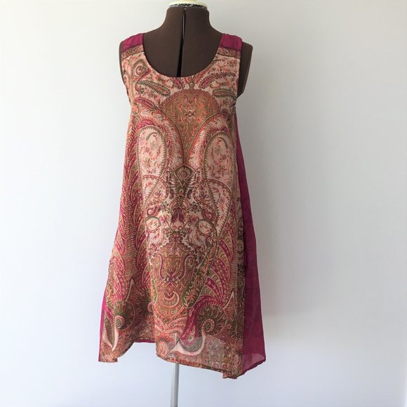 Silk A-line Tank Dress with pockets - Picture 1 of 8